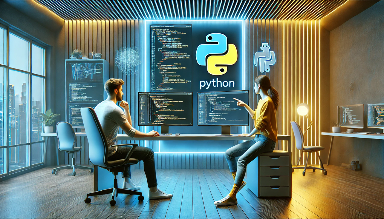 Подростки изучают Python: мальчик и девочка программируют за компьютерами во время онлайн-урока